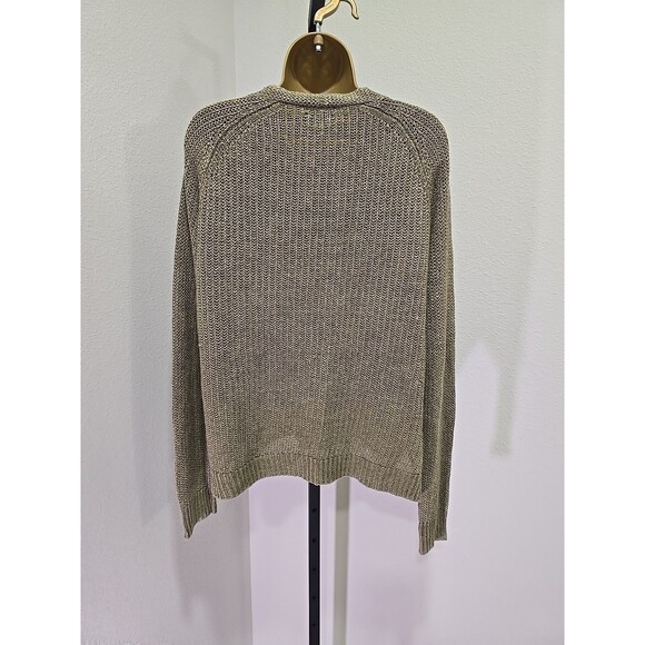 Vtg Polo Ralph Lauren Linen Olive Green Lace Up Sweater Womens Med Fairy Grunge - Picture 4 of 8